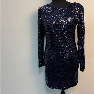 Akira Chicago black label Blue Sequin mini dress (small) (party dress)